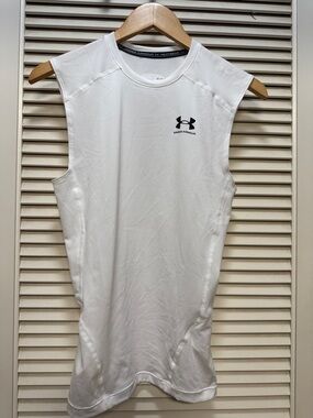 Men's Under Armour HeatGear Compression Sleeveless Shirt White